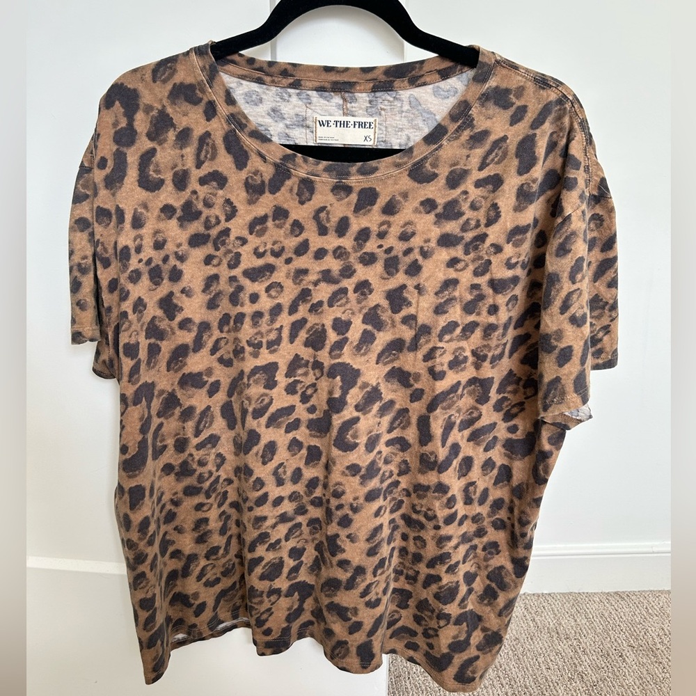 We The Free Leopard Print Tee in Brown & Black XS / Oversized